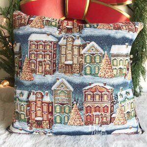 CALDEIRA Luxury Cross-Stitch Embroidered Tapestry Holiday Pillow